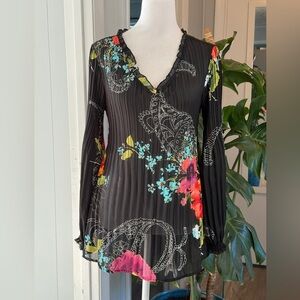#12)  Allison Taylor Black Floral Blouse